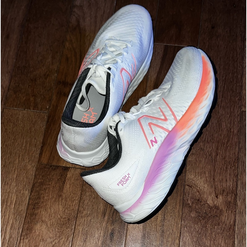 Women’s New Balance Fresh Foam Shoes, Size 10, Colors: White, Orange, Purple